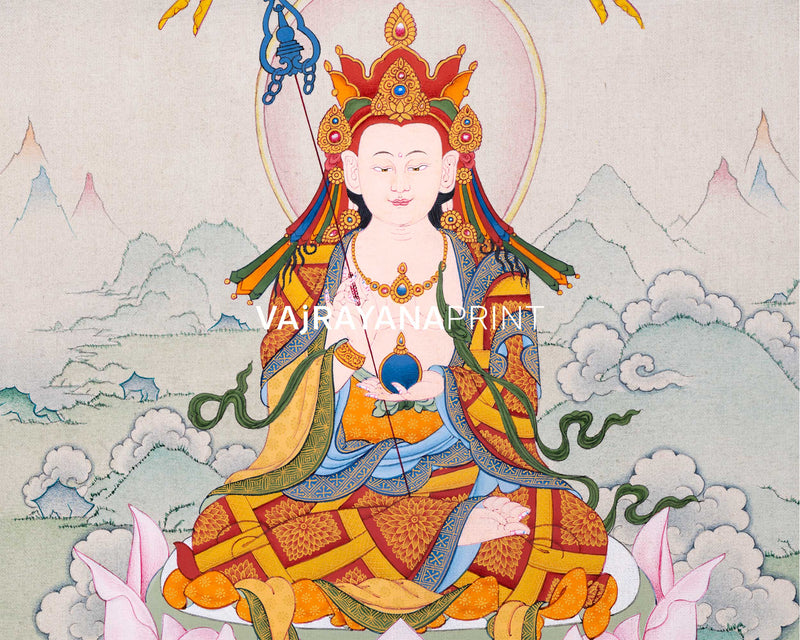Kshitigarbha Thangka Print | The Guardian of the Earth | Bodhisattva Art Print