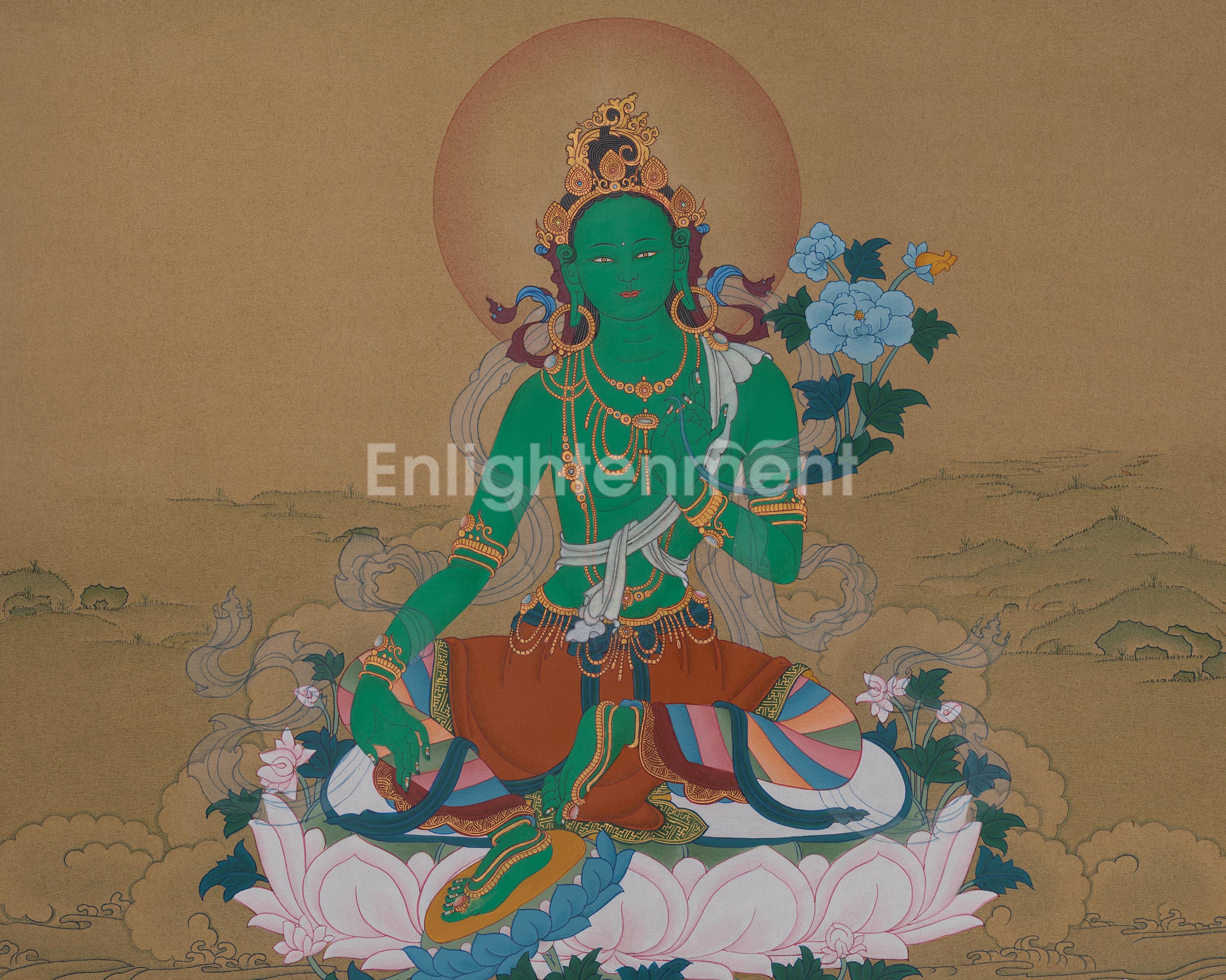 Female Deity Green Tara Art | Symbol of Compassion and Swift Protection