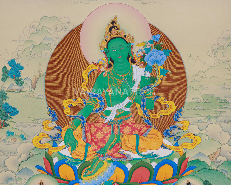 Mother Tara's Thangka Print | High Quality Green Tara Spiritual Reflection