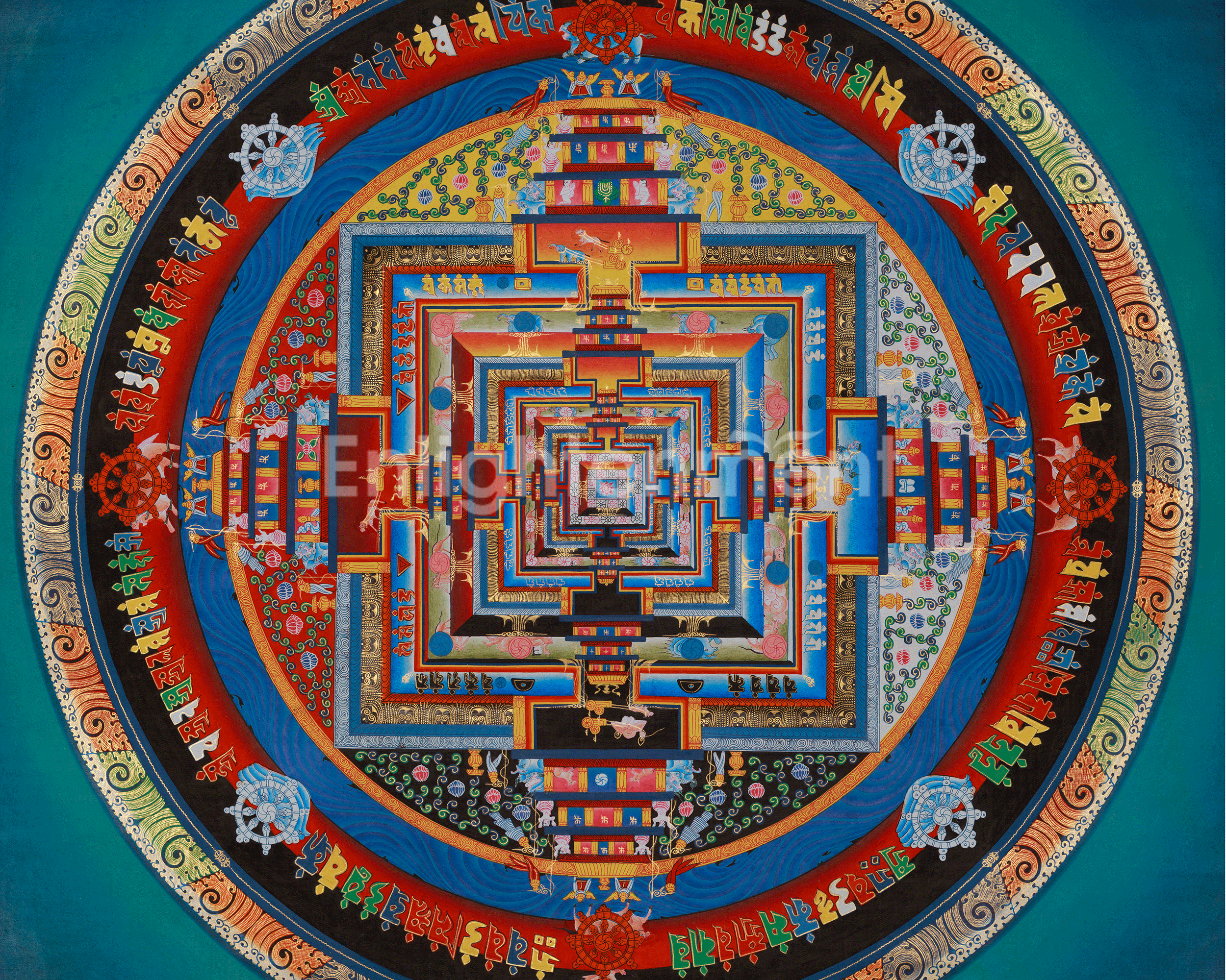 Authentic Kalachakra Mandala Art | Tibetan Wheel of Time Thangka