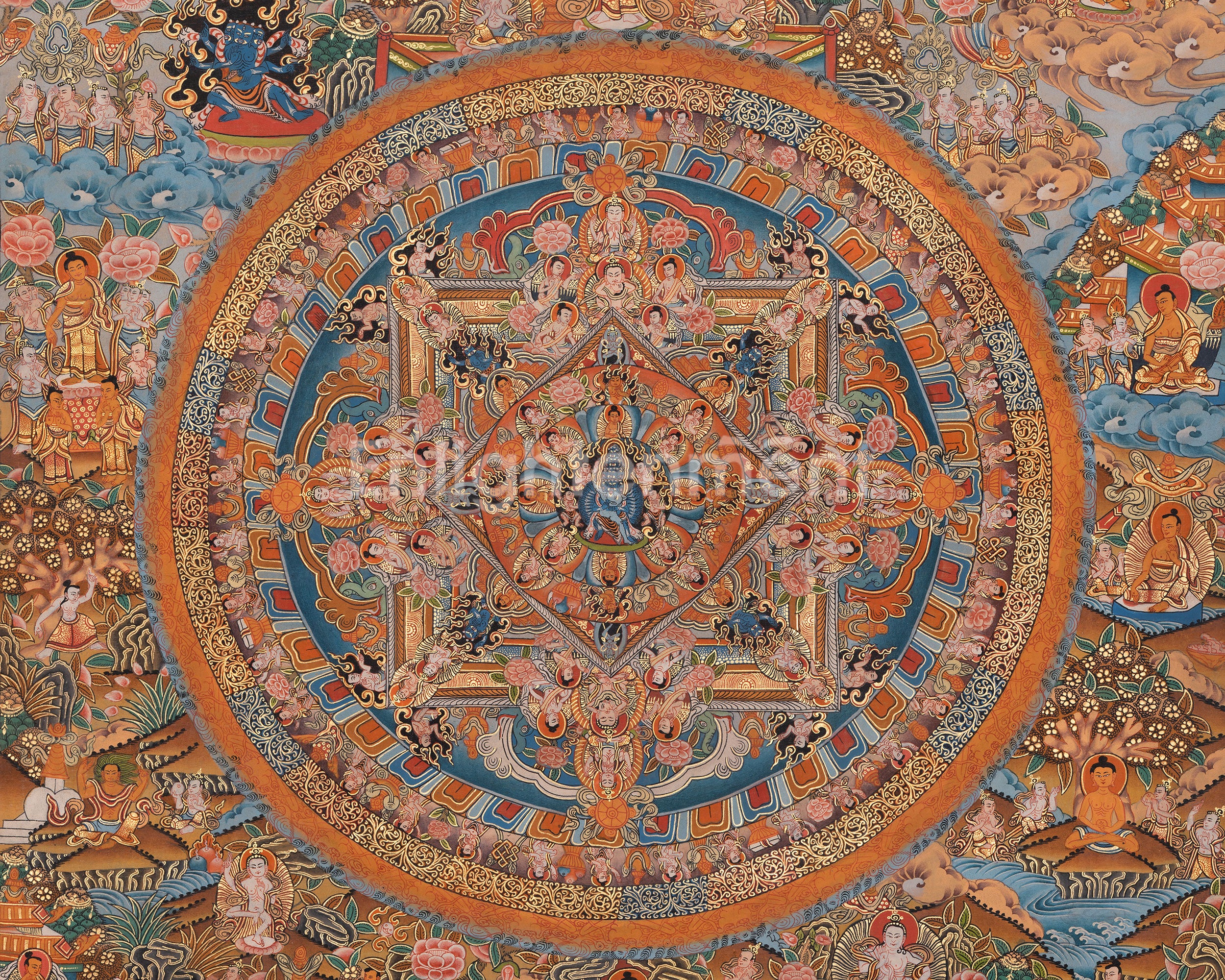 Vintage Vajra Heruka Mandala Thangka | Perfect for Meditation and Decor