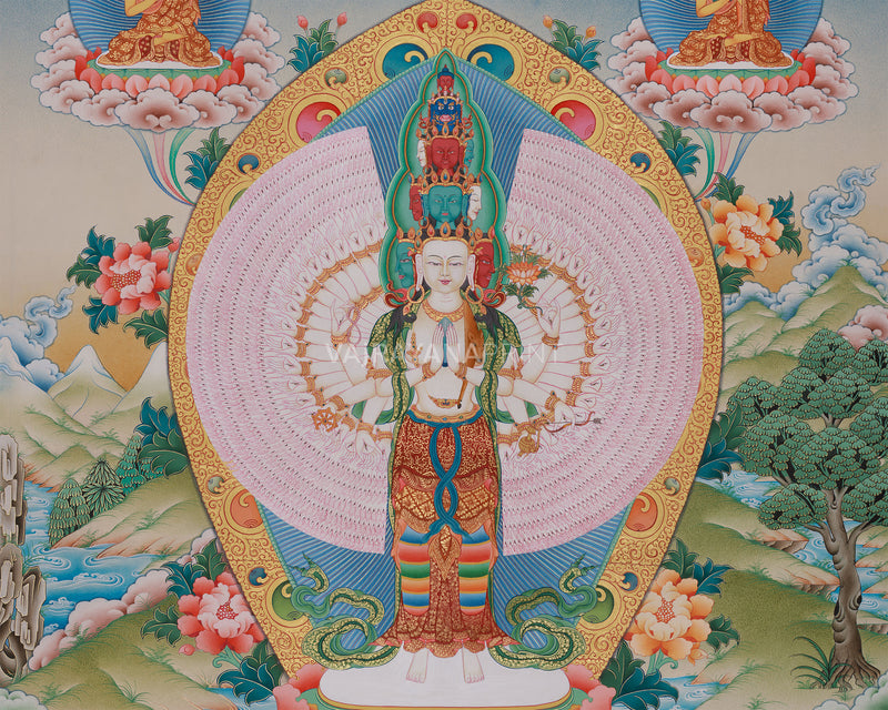 1000-Armed Chenrezig Bodhisattva Canvas Art | Giclee Print of Compassionate Avalokiteshvara