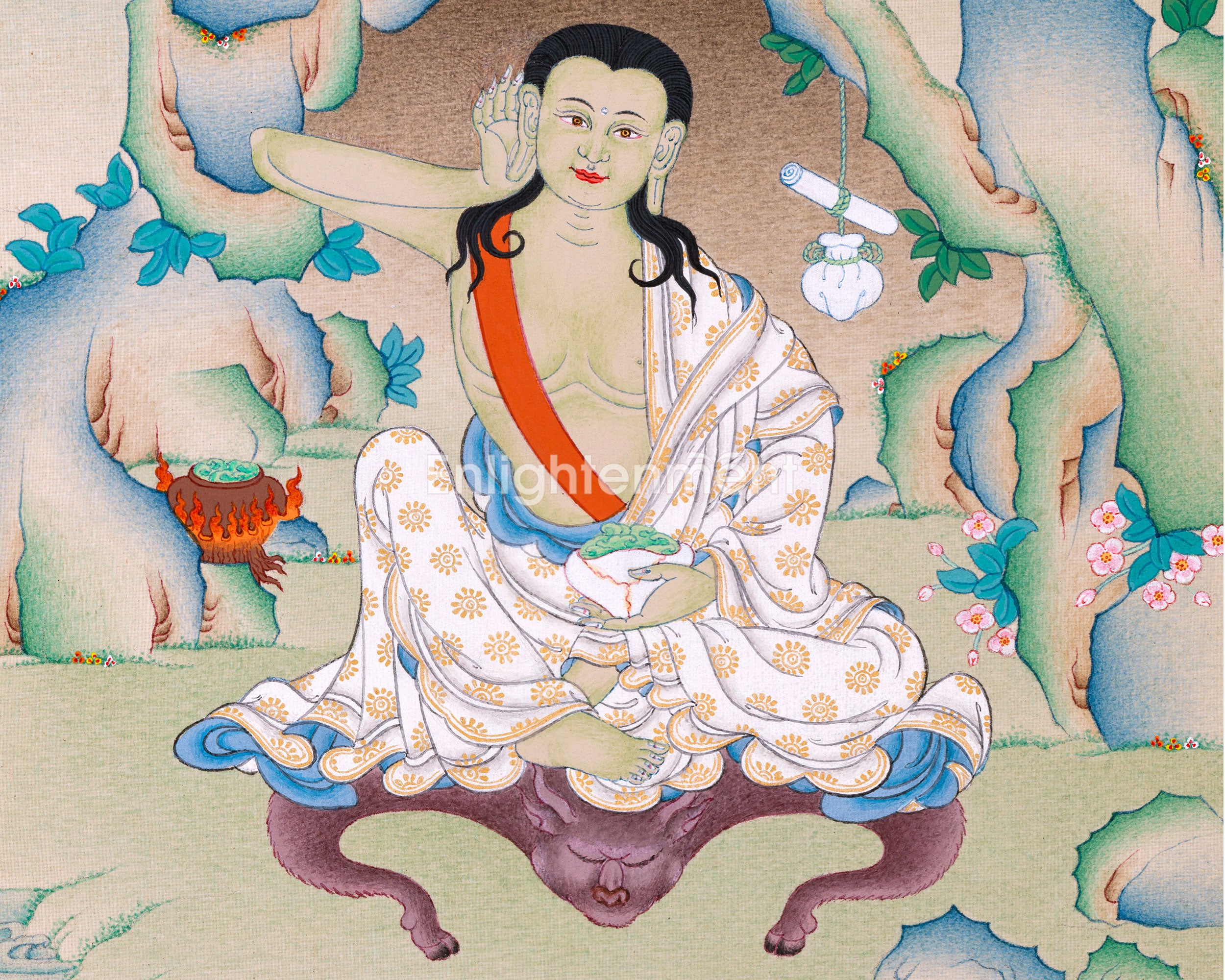 Milarepa - The Yogi Sage Figurine | Traditional Himalayan Buddhist Thangka Art