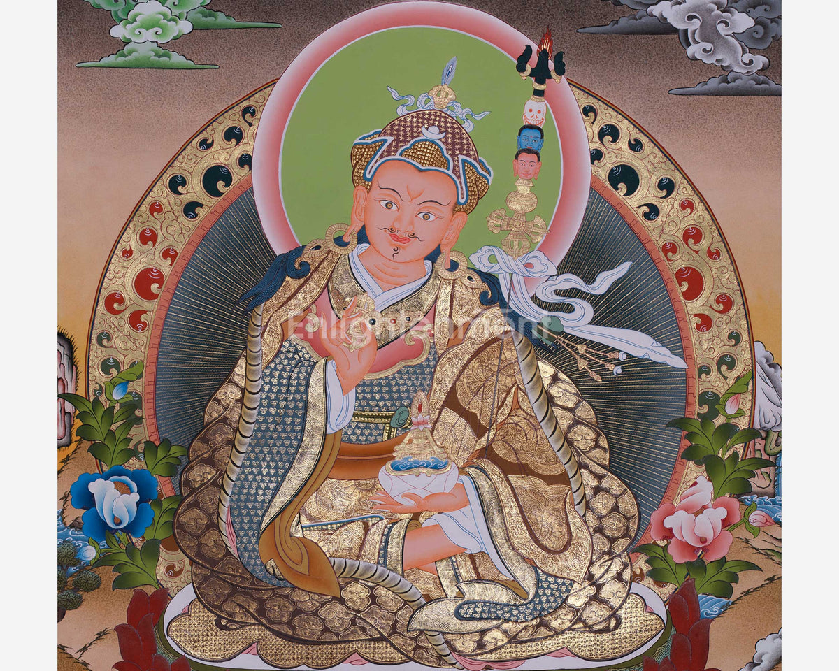 Original Hand-Painted Guru Rinpoche Thangka | Tibetan Wall Decoration