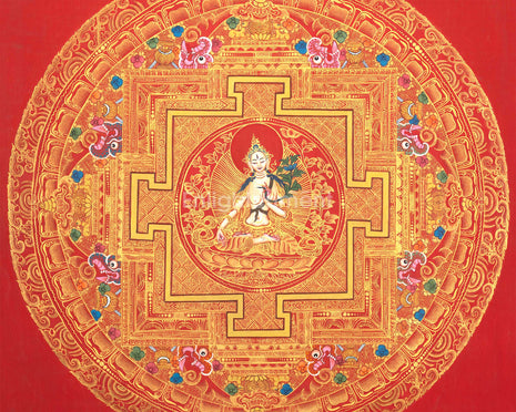 White Tara Mandala | Traditional Buddhist Art | Tibetan Wall Decoration Painting