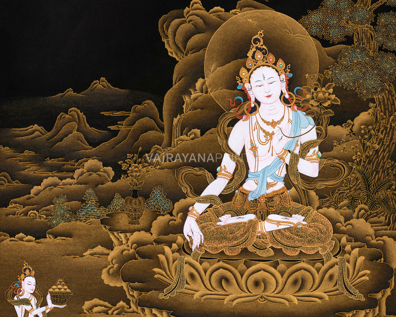 Sita Tara 24K Gold Thangka |  Divine Feminine | Compassion and Healing Art