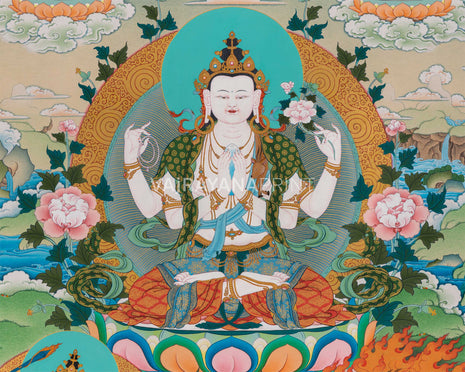 Chenresig, Manjushri Vajrapani, Kagyu Thangka Print