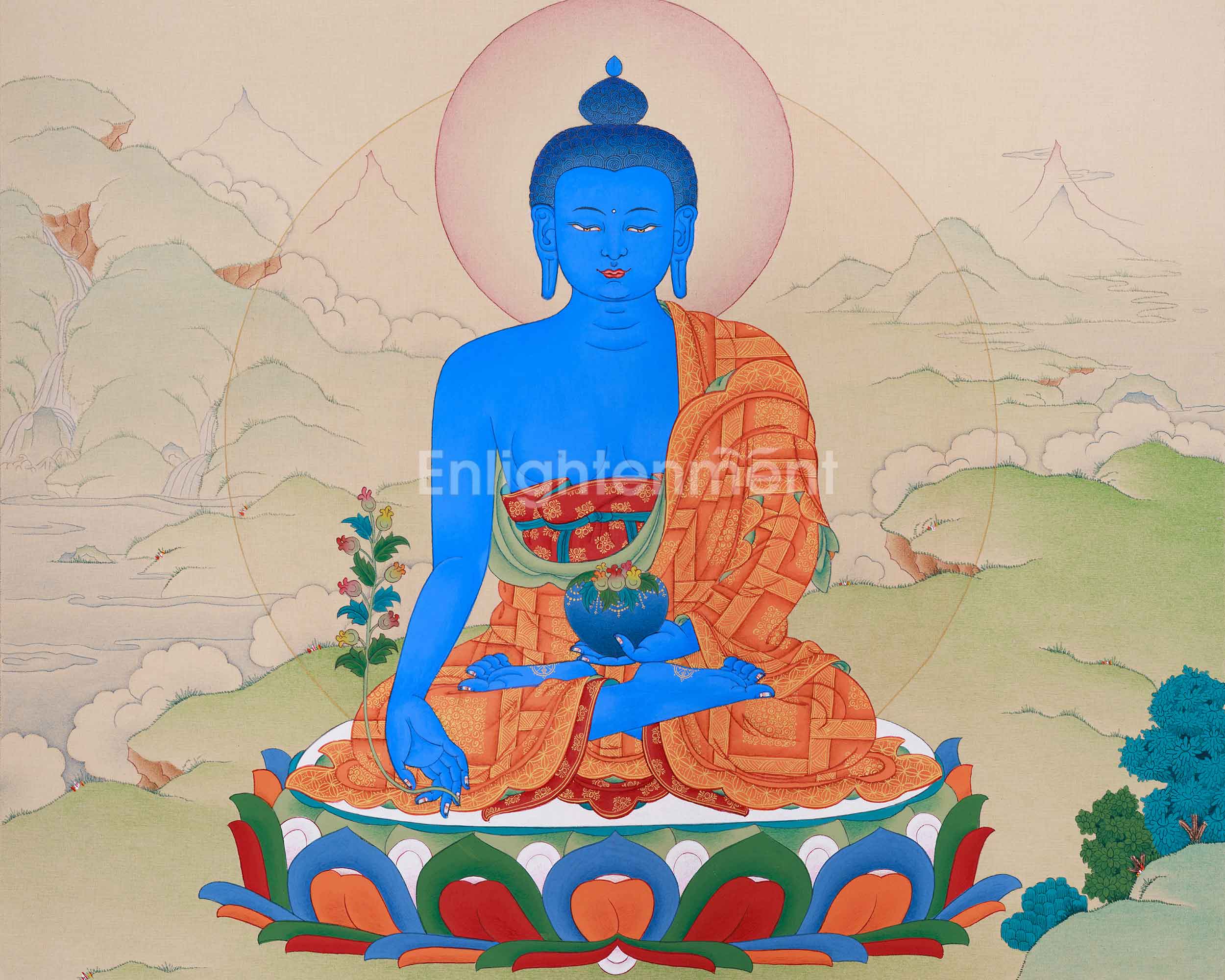 Himalayan Medicine Buddha Thangka | Bhaisajyaguru Artwork
