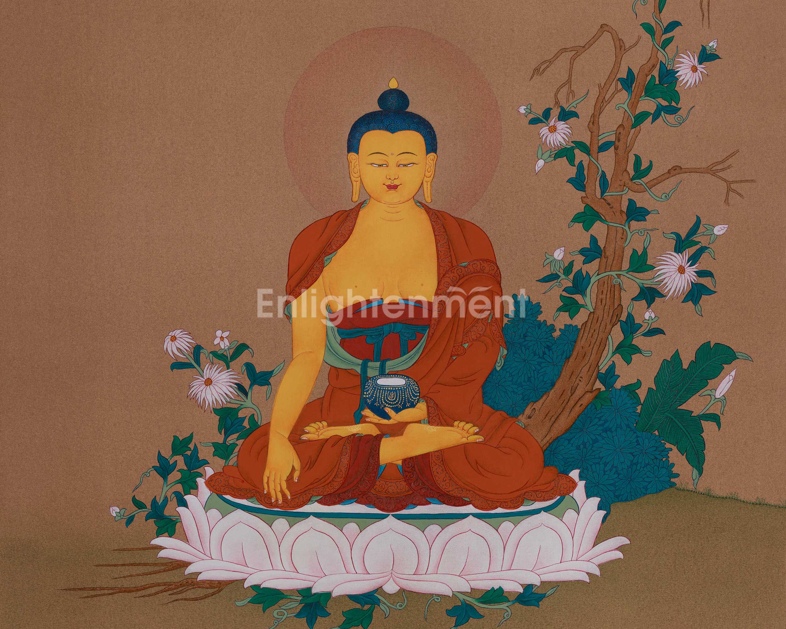 Sacred Shakyamuni Buddha Thangka | Enlightened Teacher | Sage Of Shakya Clan