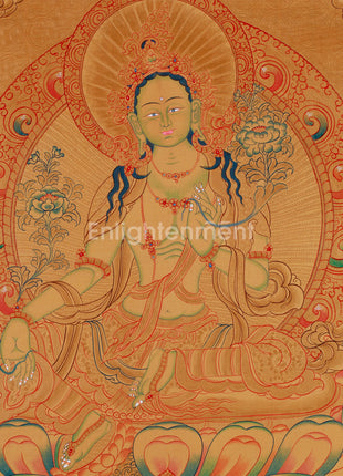 Tibetan Green Tara Thangka | Featuring Manjushri and Vajrapani