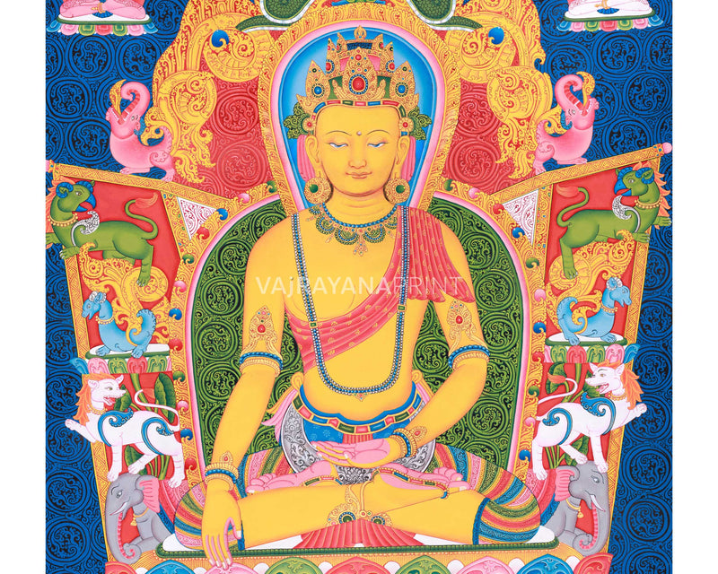 Siddhartha Gautama Thangka Print | Artwok Of Sakyamuni Buddha | Gautama Buddha Print