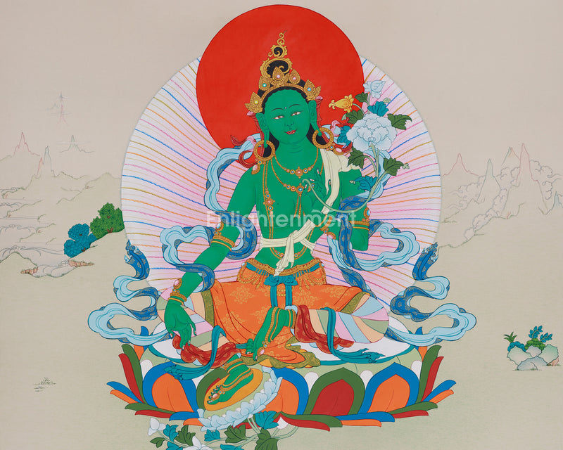 Mother Tara’s Blessings: Beautiful Goddess Tara Painting for Meditation Spaces