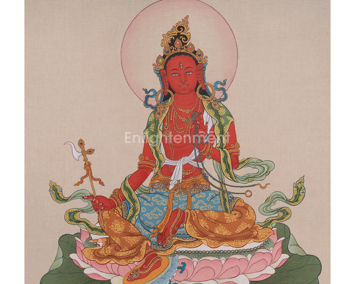Red Tara Traditional Thangka | Represents Magnetization And Fierce Compassion
