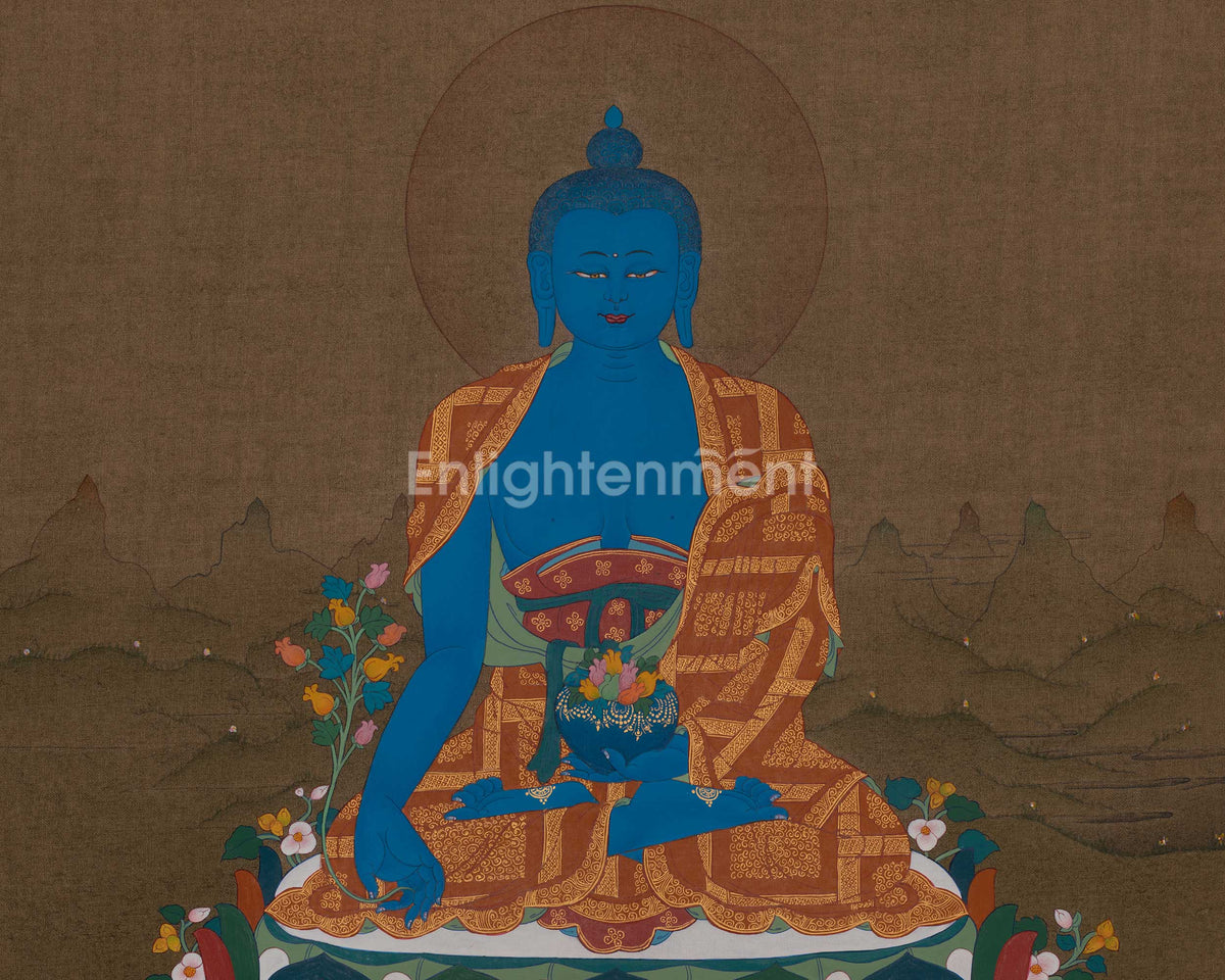 Bhaisajyaguru Thangka Painting | Medicine Buddha Art