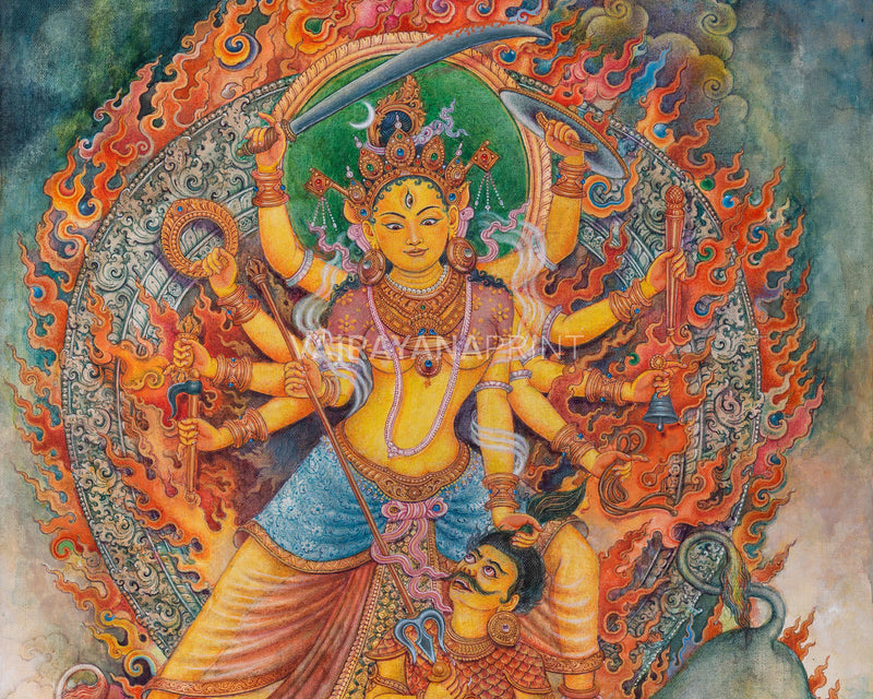 The Grand Bhagwati Giclee Print For Mantra Practice | Himalayan Art For Spiritual Room Decoration