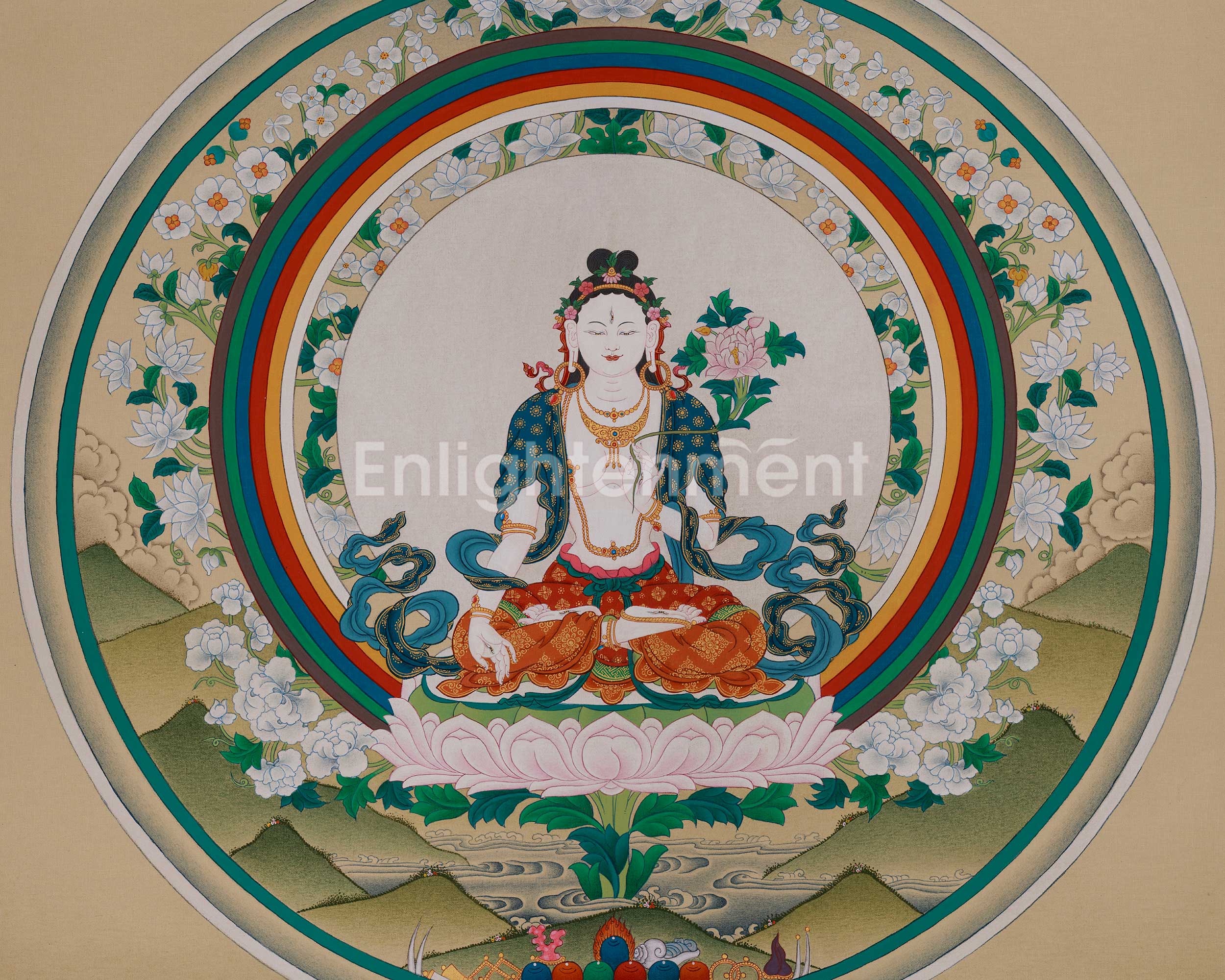 Tibetan deity White Tara Thangka | Longevity Goddess Sita Tara
