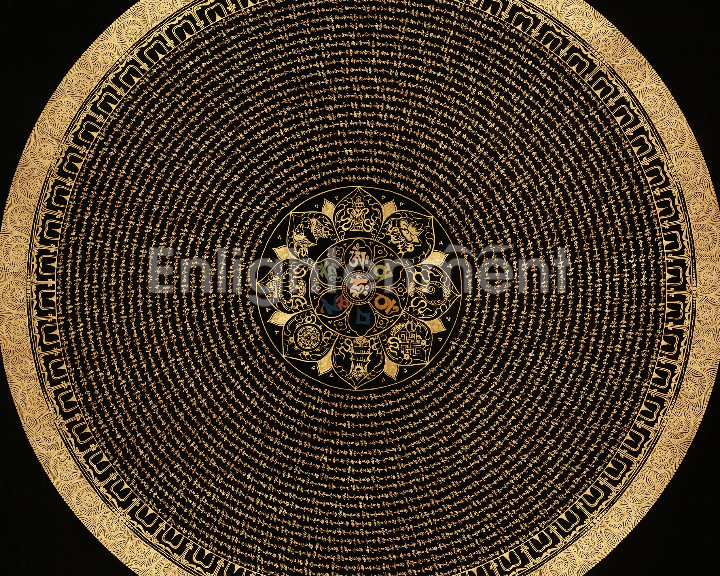 Divine Mantra Mandala Thangka | Spiritual Art for Meditation Practice