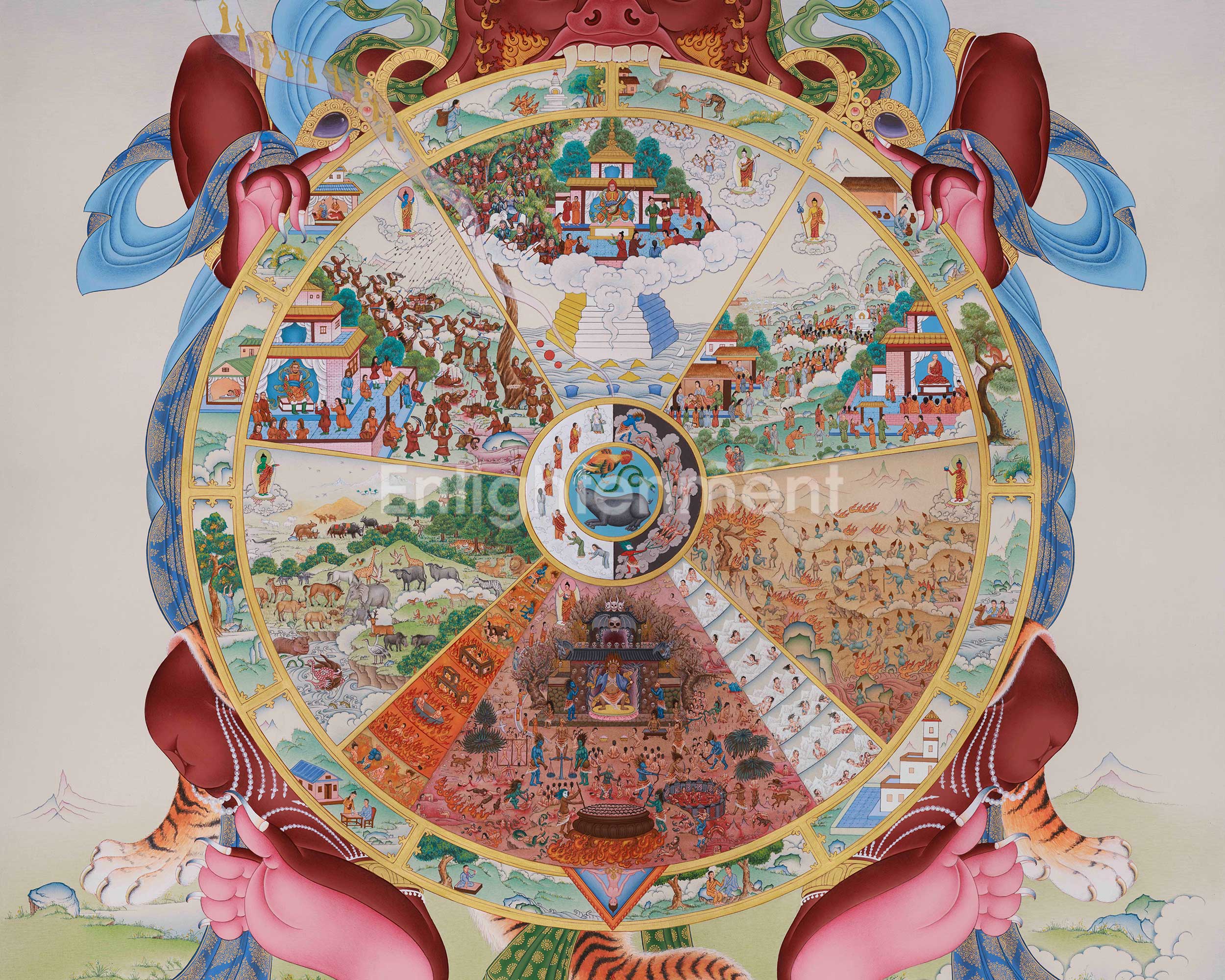 Buddhist Wheel of Life Thangka | Tibetan Bhavachakra Art