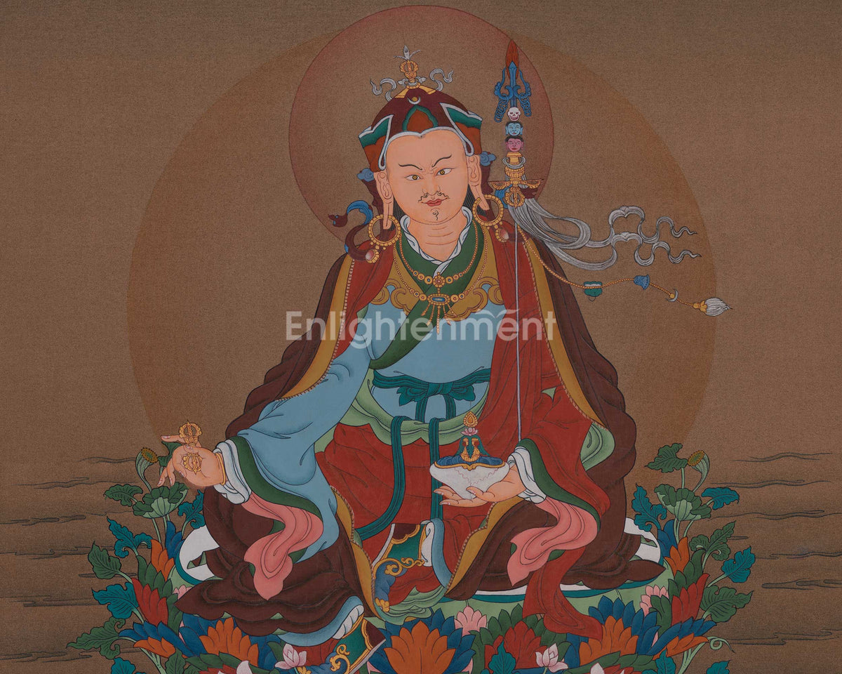 Guru Padmasambhava Sacred Thangka | Wisdom Deity | Tibetan Artwork