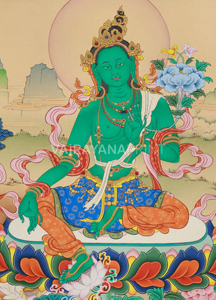 Green Tara Buddhist Art Print | Divine Feminine Poster | Tibetan Goddess Tara