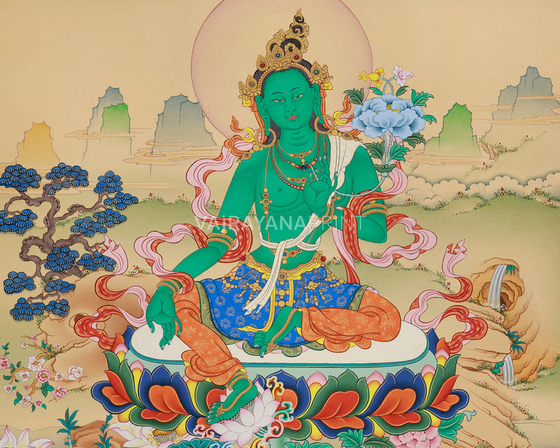 Green Tara Buddhist Art Print | Divine Feminine Poster | Tibetan Goddess Tara