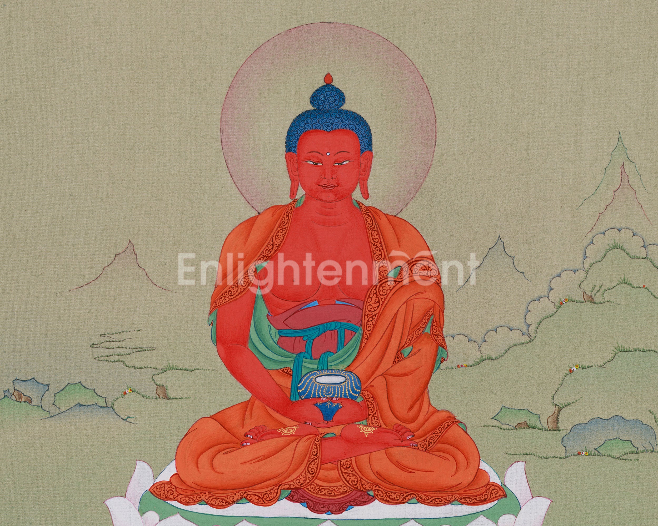 Traditional Amida Buddha Thangka | The Buddha of Boundless Light