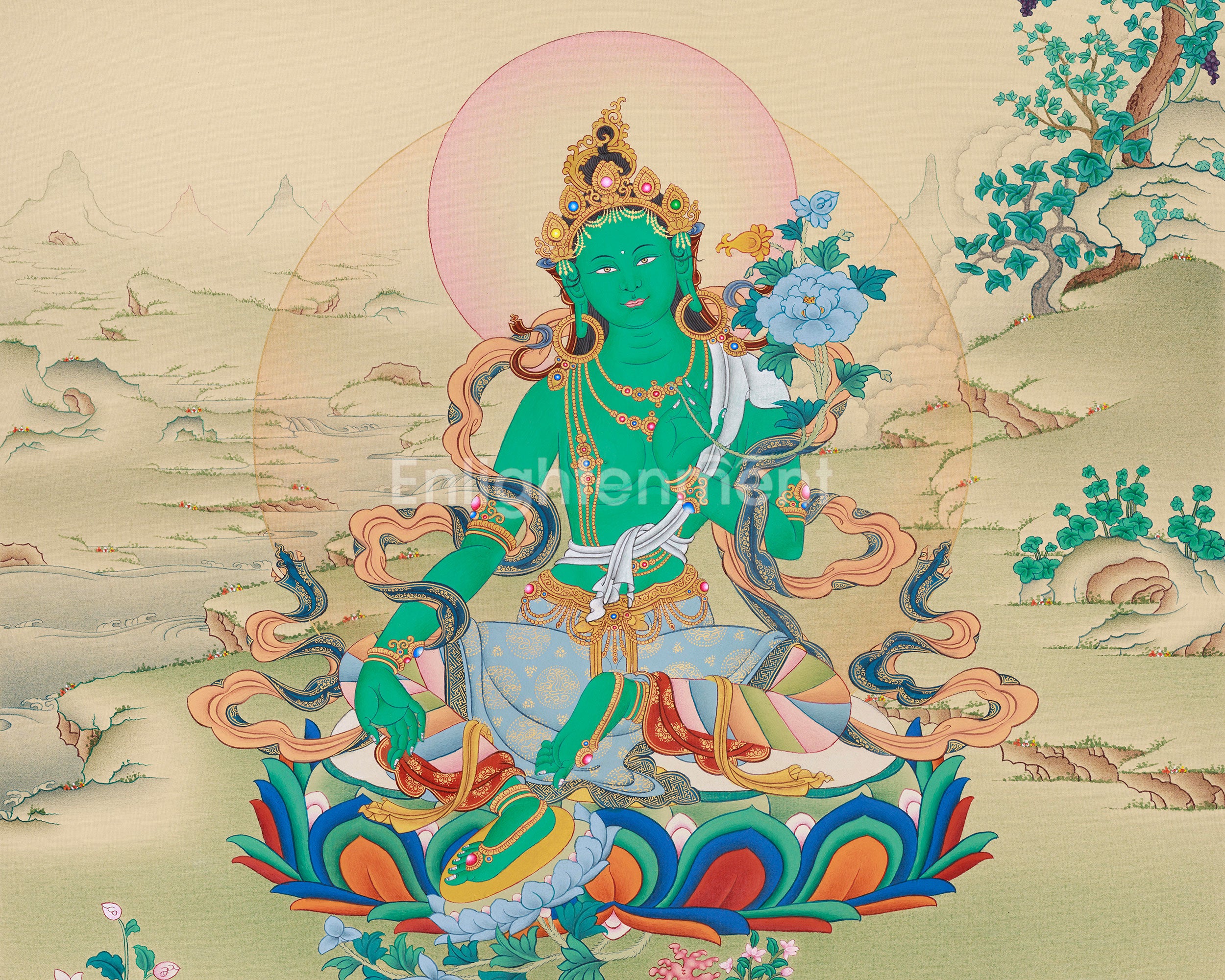 Compassionate Saviour Green Tara Thangka | The Goddess of Swift Action and Boundless Compassion