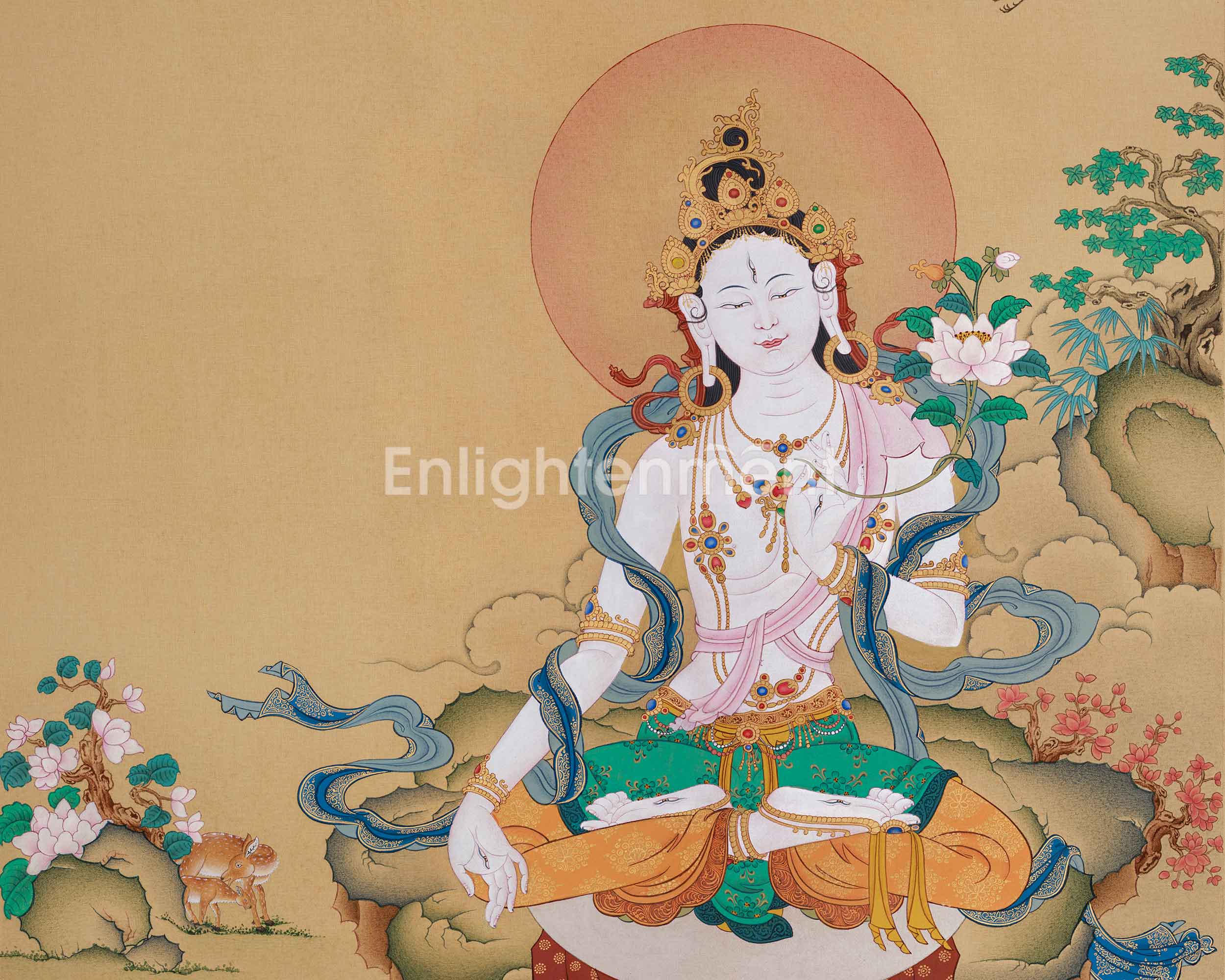 The Peaceful White Tara Painting | Bringing Compassion and Healing Energy