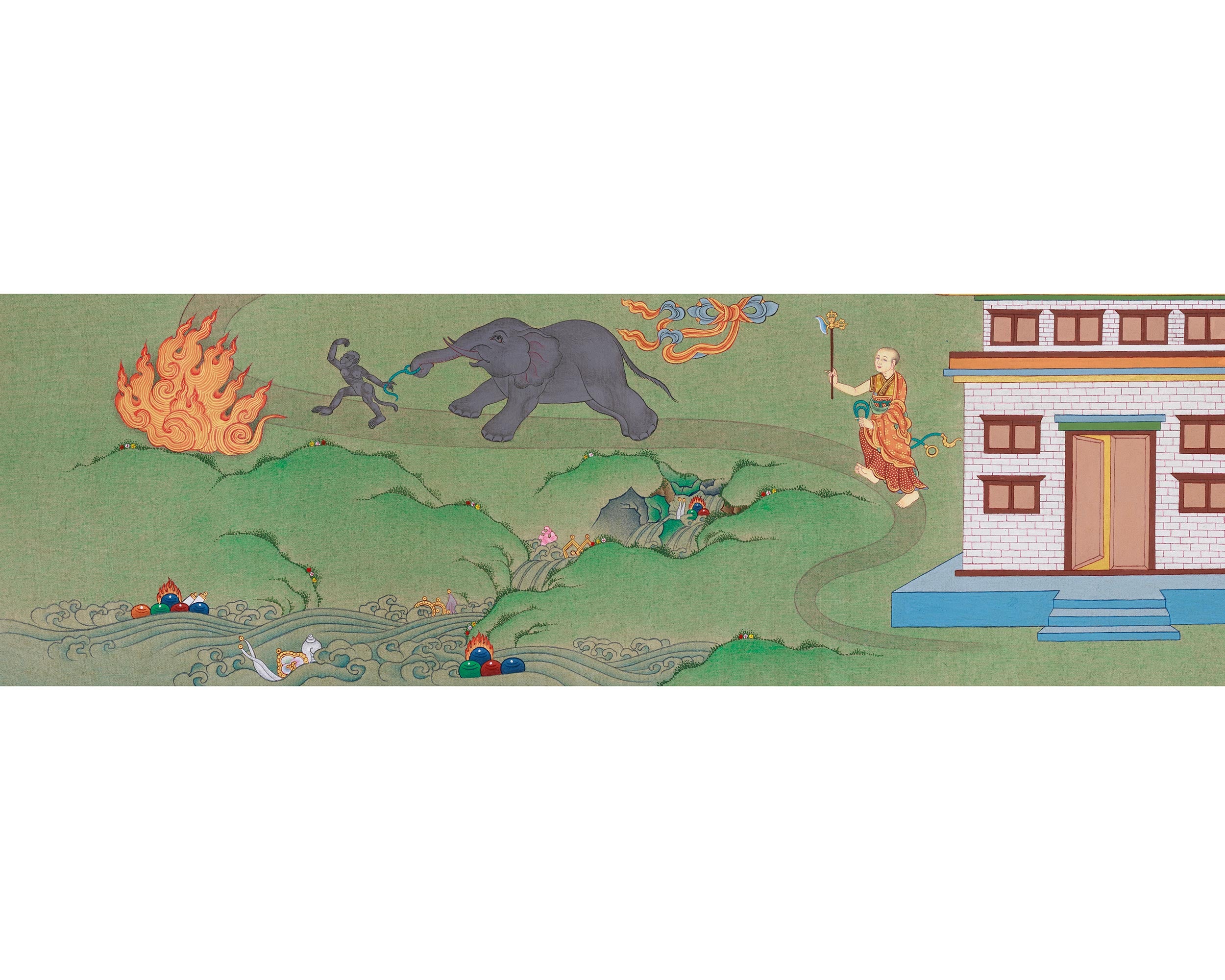 Samatha Thangka | Nine Stages Of Samatha Practice | Meditation Decor