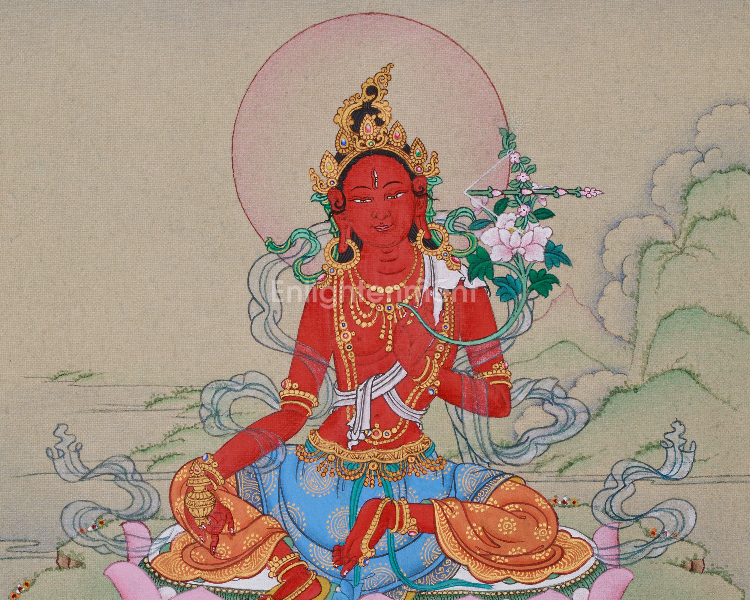 Compact Red Tara Painting | Goddess of Attraction, Compassion, and Enlightenment