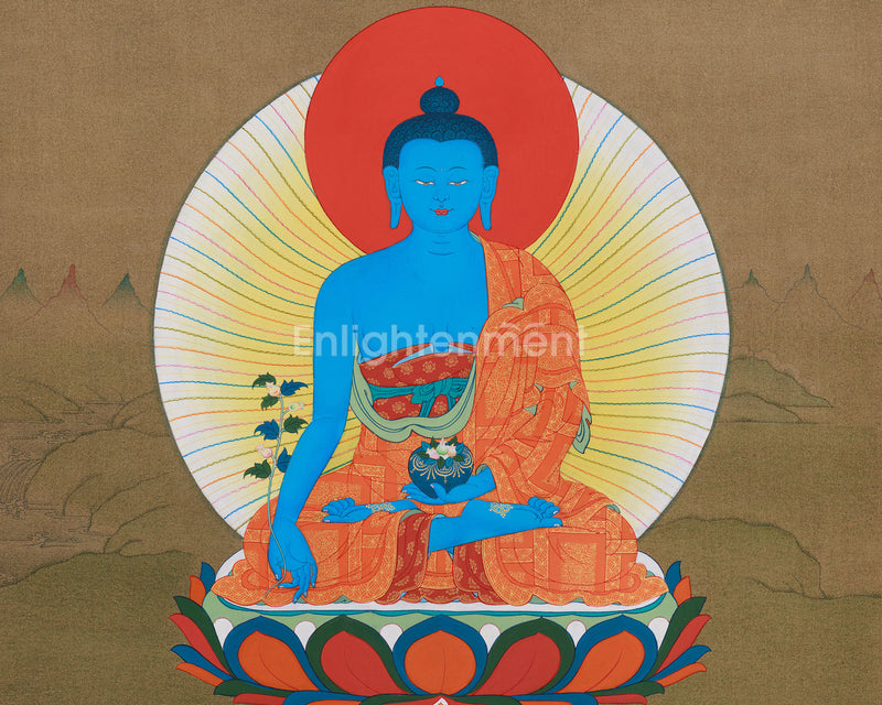 The Healing Buddha Thangka | Bhaisajyaguru Spiritual Decor