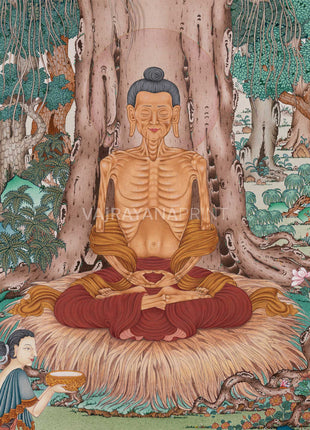 Fasting Buddha Giclee Canvas Print | Sacred Enlightenment Art