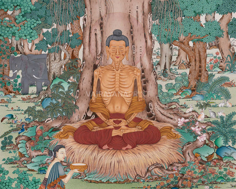 Fasting Buddha Giclee Canvas Print | Sacred Enlightenment Art