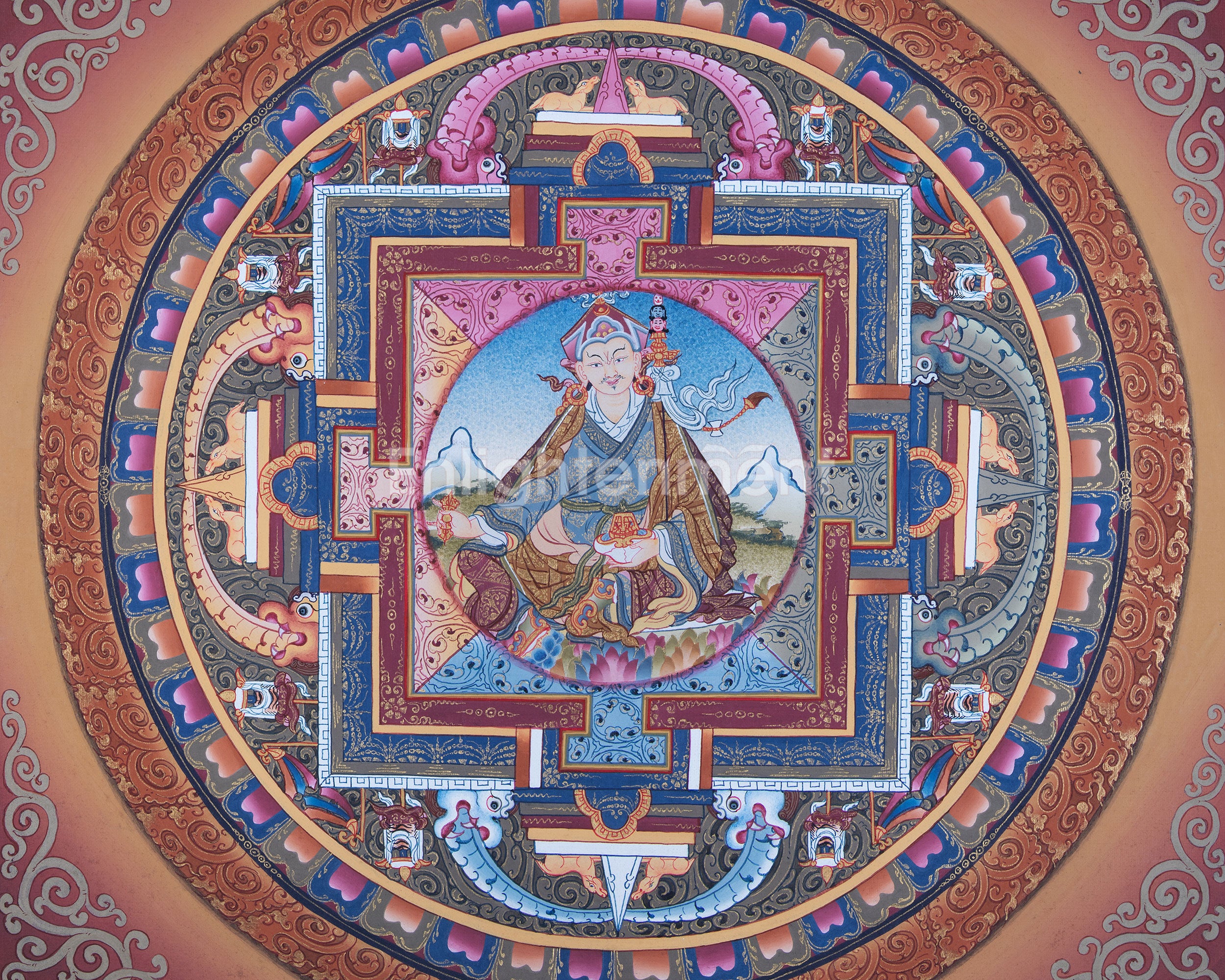 Mandala With Guru Padmasambhava Residing | Images of Guru Rinpoche