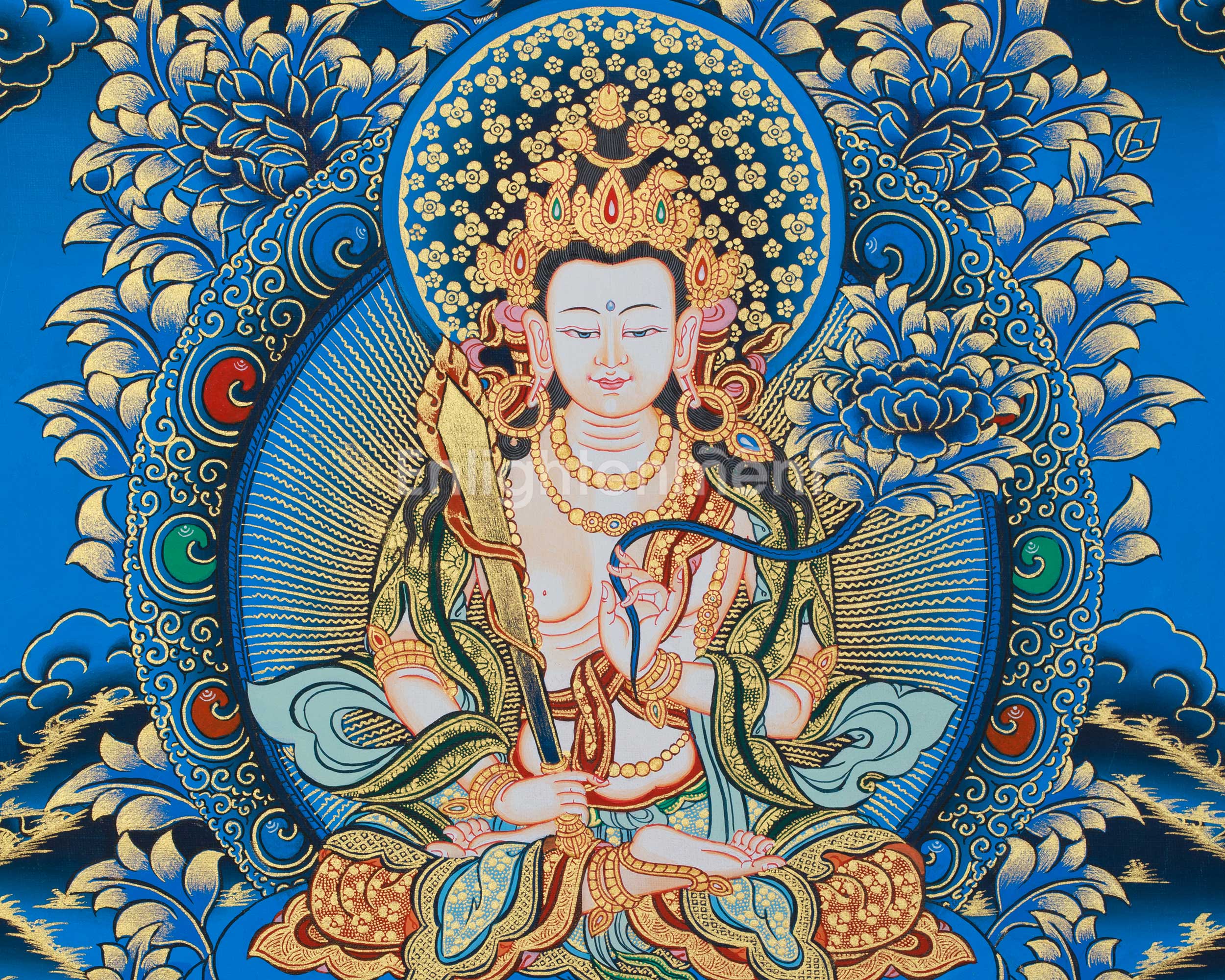 Thangka of Bodhisattva Manjushri | Tibetan Buddhist Wisdom Deity