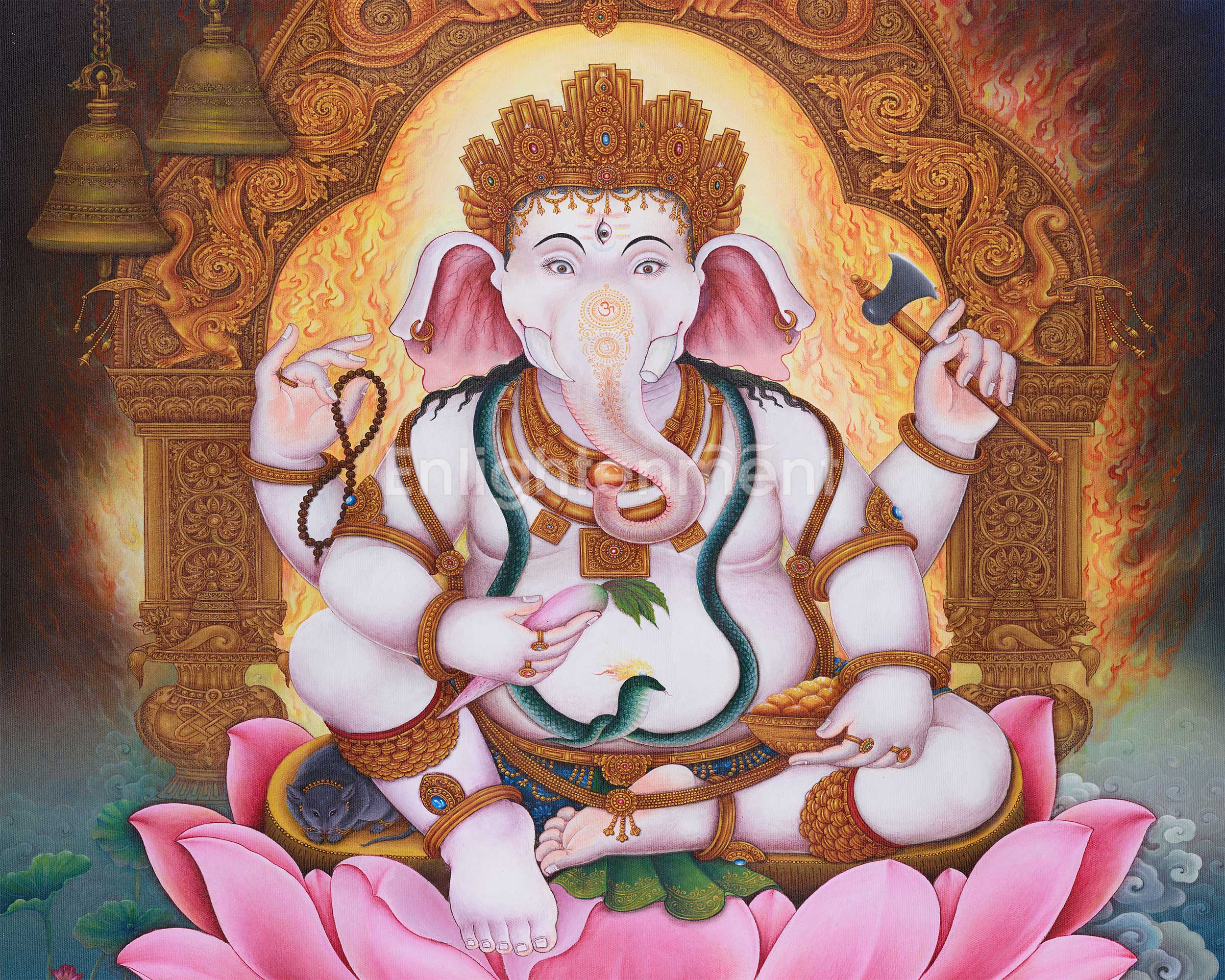 Radiant Lord Ganesh | Blessings of Success and Protection | Paubha Artwork
