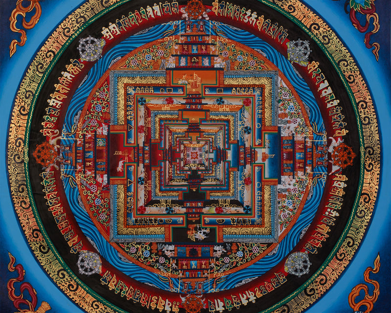 16 Inch Kalachakra Mandala | Wheel of Time | Tibetan Art for Balance and Healing