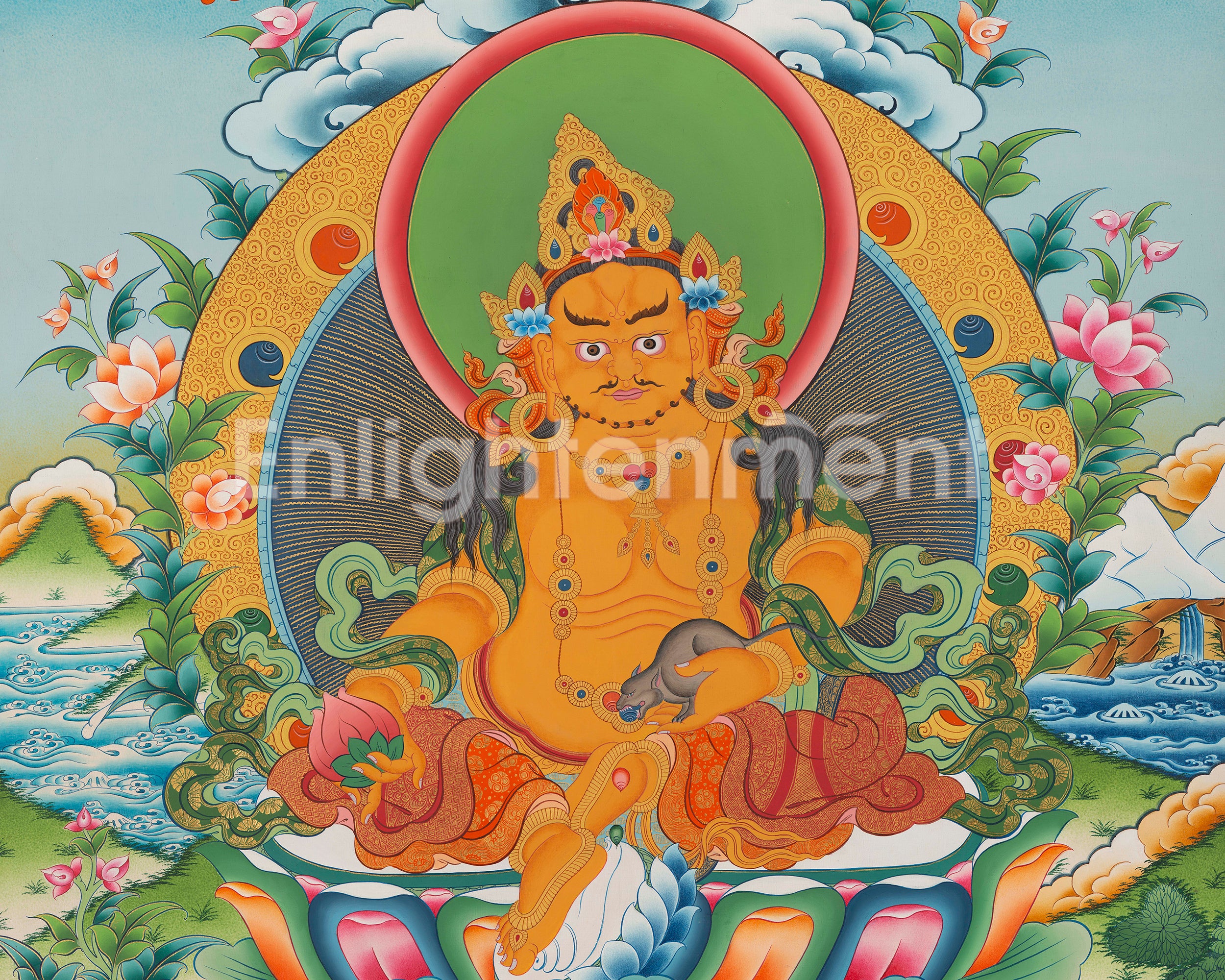 Dzambala the God of Wealth Thangka | Prosperity & Abundance Deity