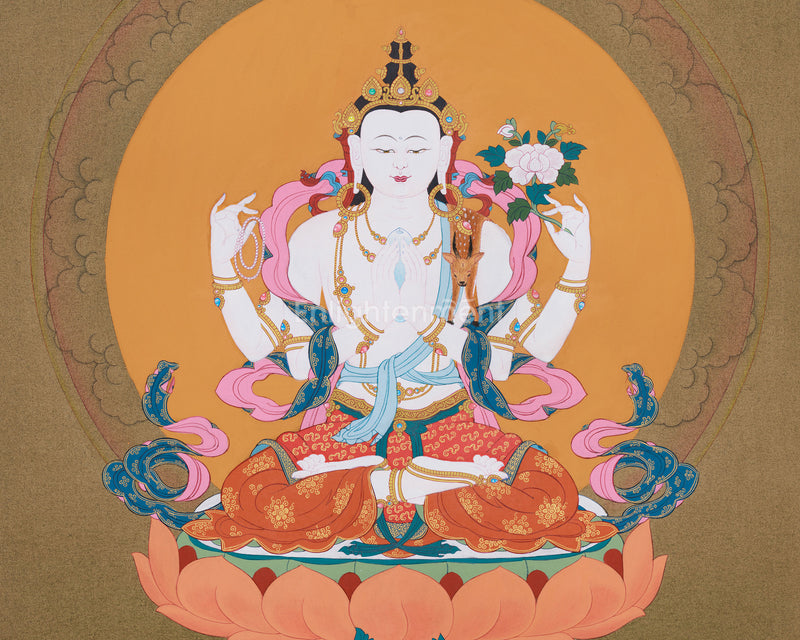 Karma Gadri Thangka of Chenresig | Hand painted Thangka