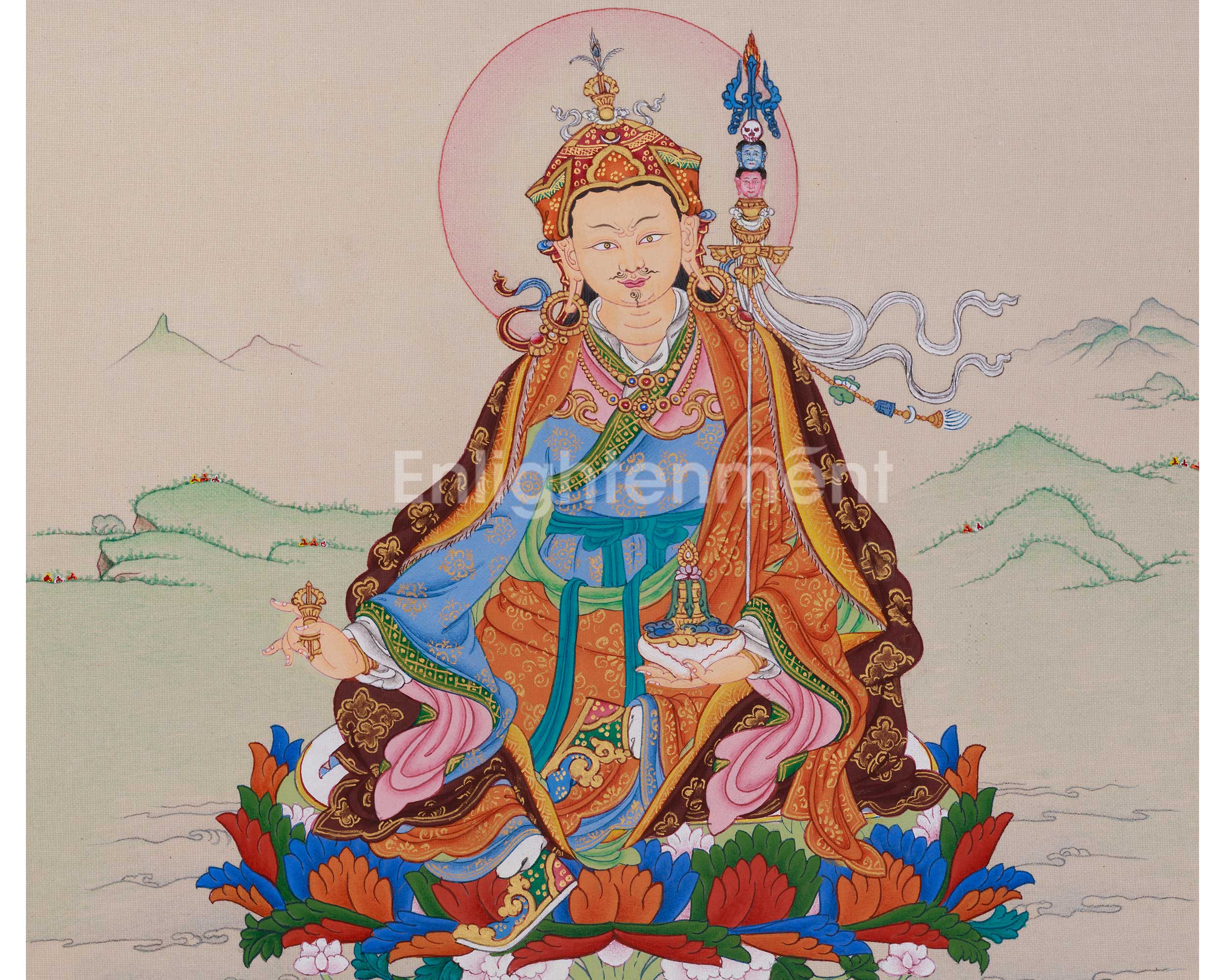 Precious Teacher Guru Rinpoche Thangka | Sacred Tibetan Masterpiece Art