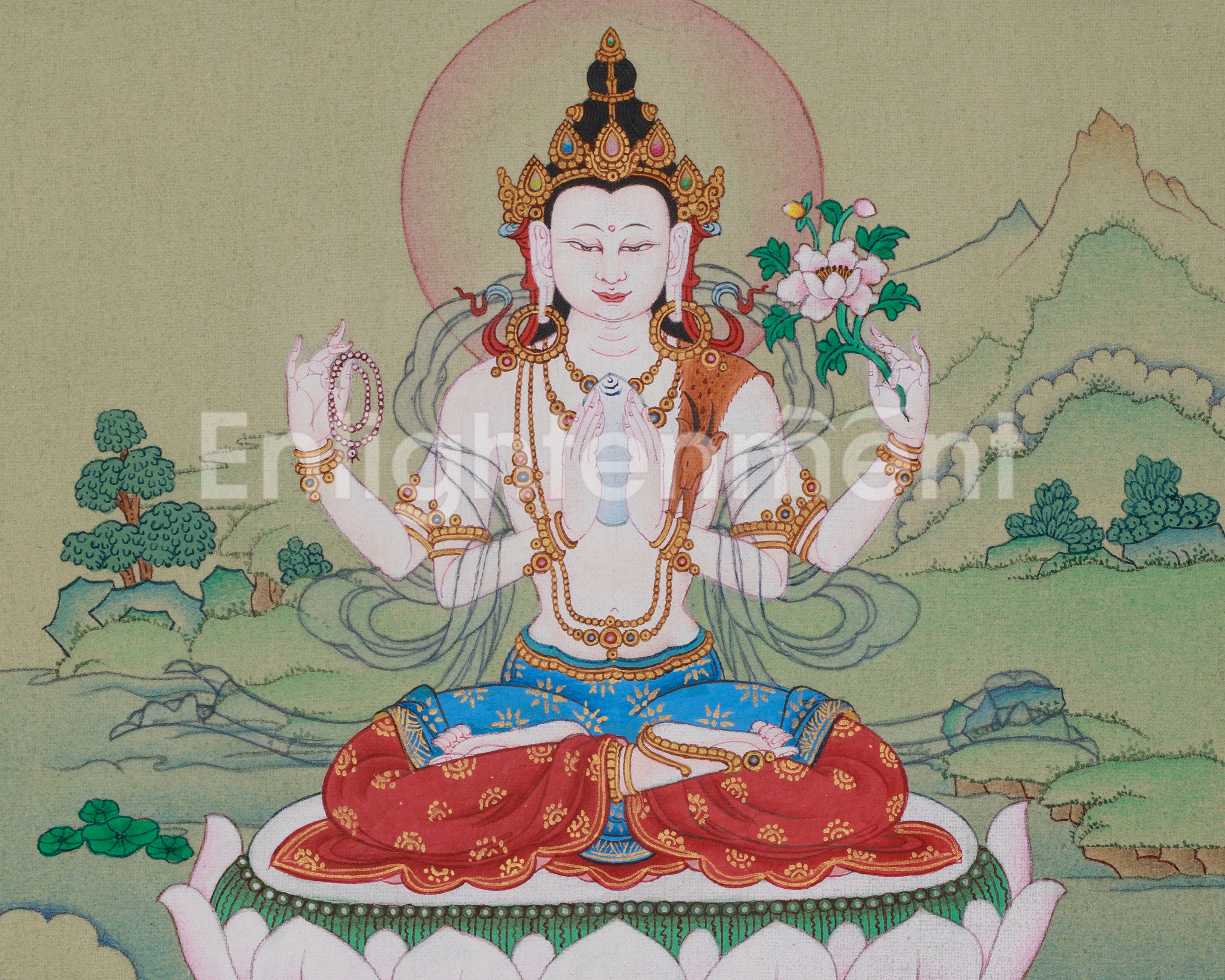 Chenrezig Devotional Thangka | Compassion Deity | Avalokiteśvara Artwork