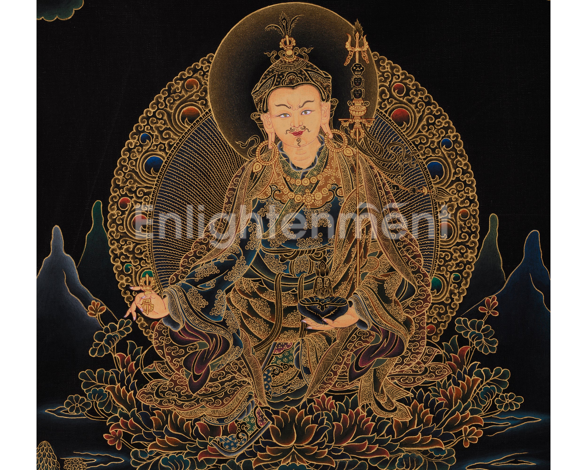 Hand-Painted  Guru Rinpoche Thangka | Embodiment of Wisdom and Compassion
