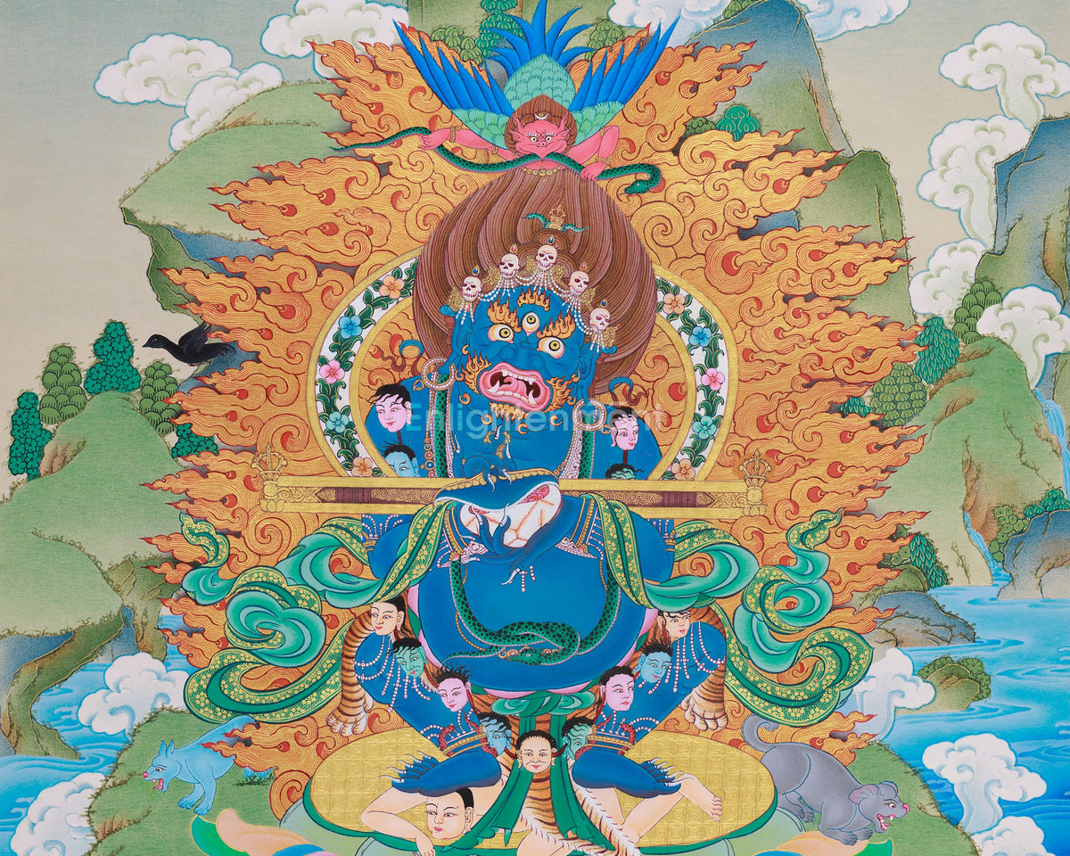 Sakya Mahakala Buddhist Art |  Lord of the Pavilion | Fierce Protector Deity