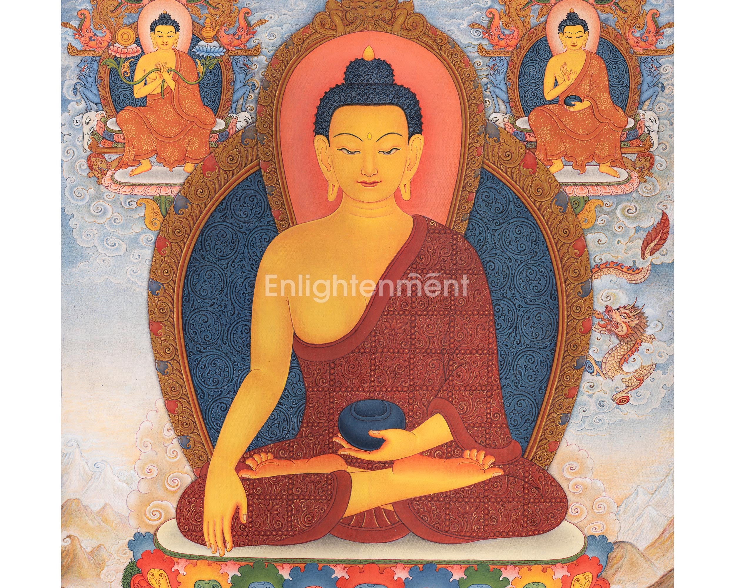 Buddhas of the Three Times Thangka - Past, Present, and Future Enlightenment