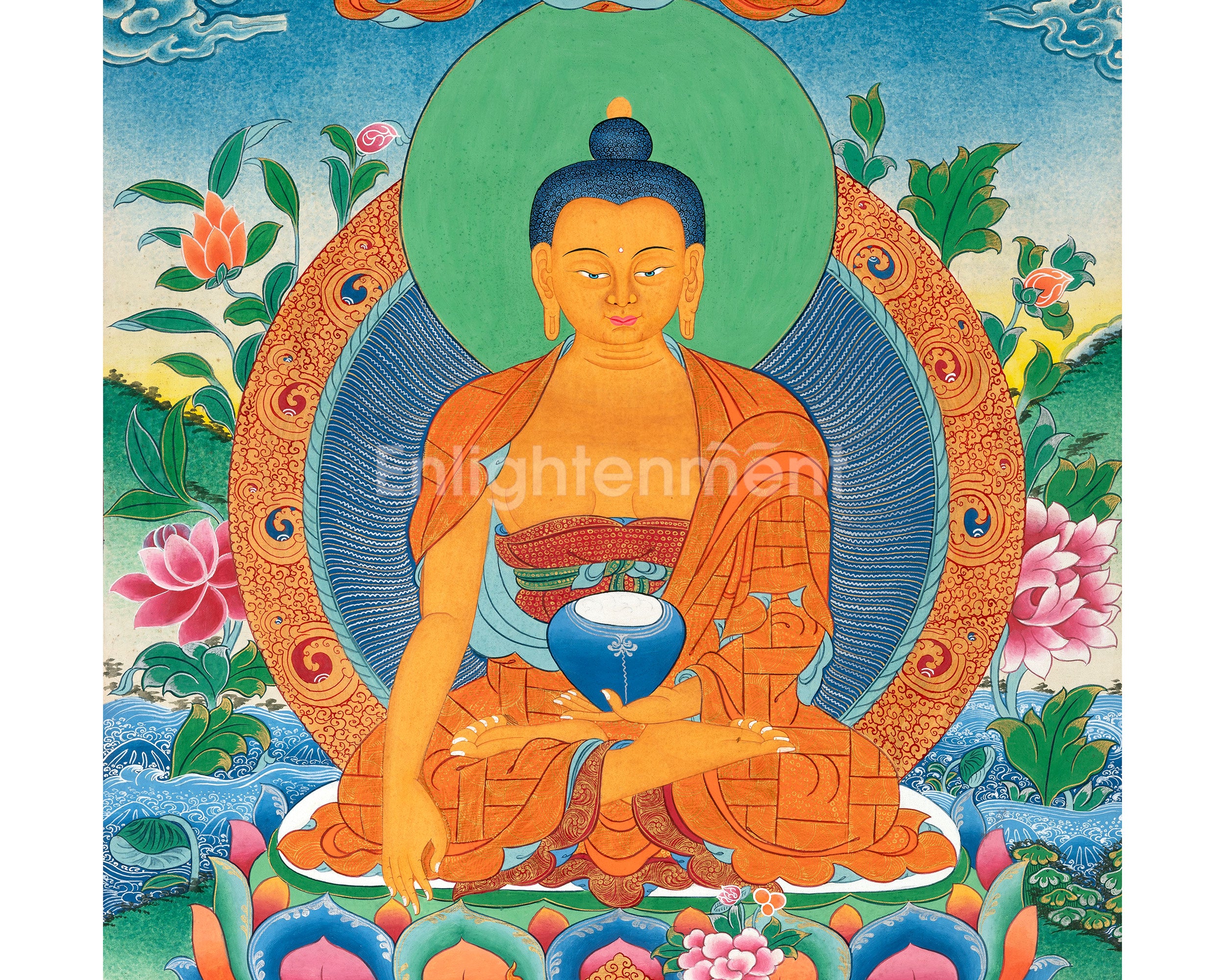 The Serenity-Embodied Buddha Thangka | Symbol of Enlightenment
