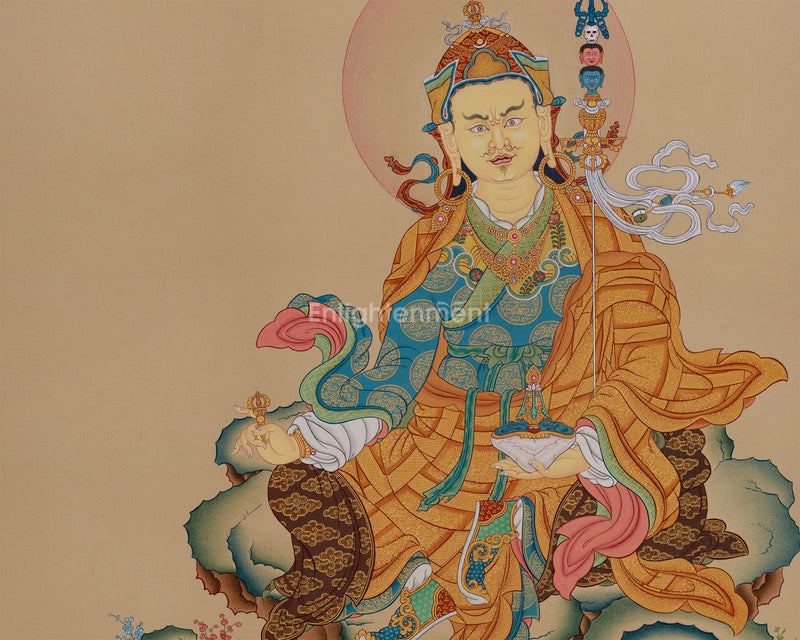 Tibetan Guru Rinpoche (Padmasambhava) Thangka | Masterwork of Spiritual Enlightenment