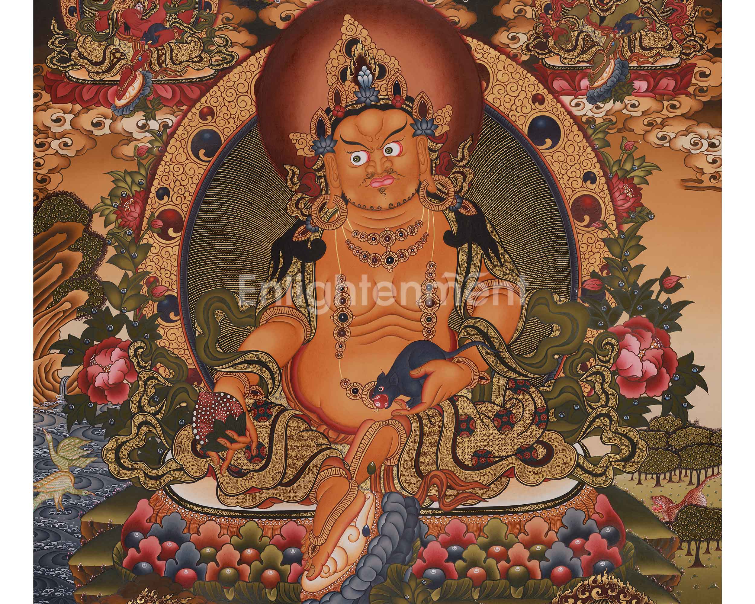 Traditional Thangka of Five Dzambhala | Prosperity and Wealth Deity