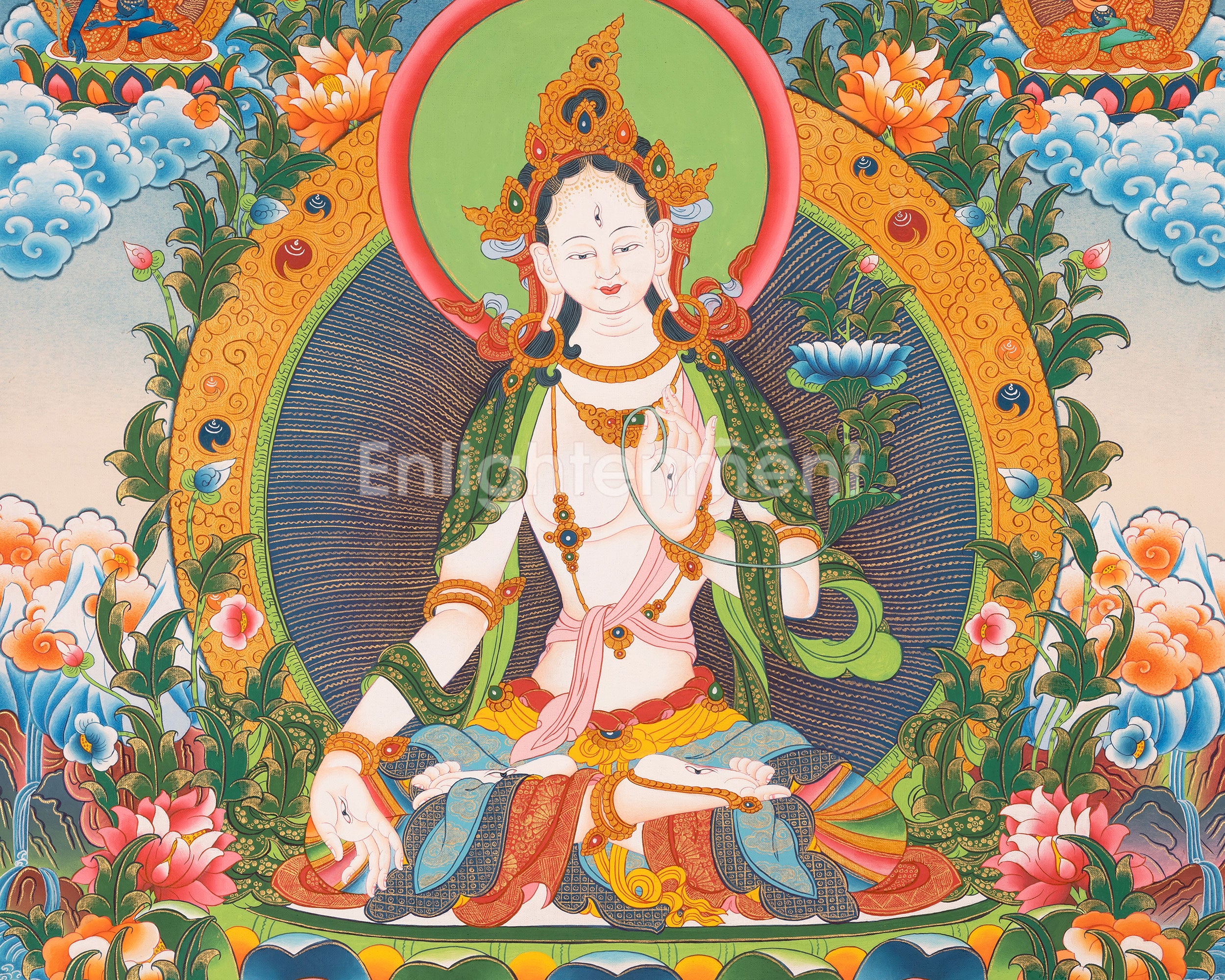Thangka of Longevity Deity White Tara | Tibetan Goddess of Healing