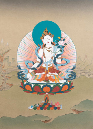 White Tara Thangka in Karma Gadri Tradition