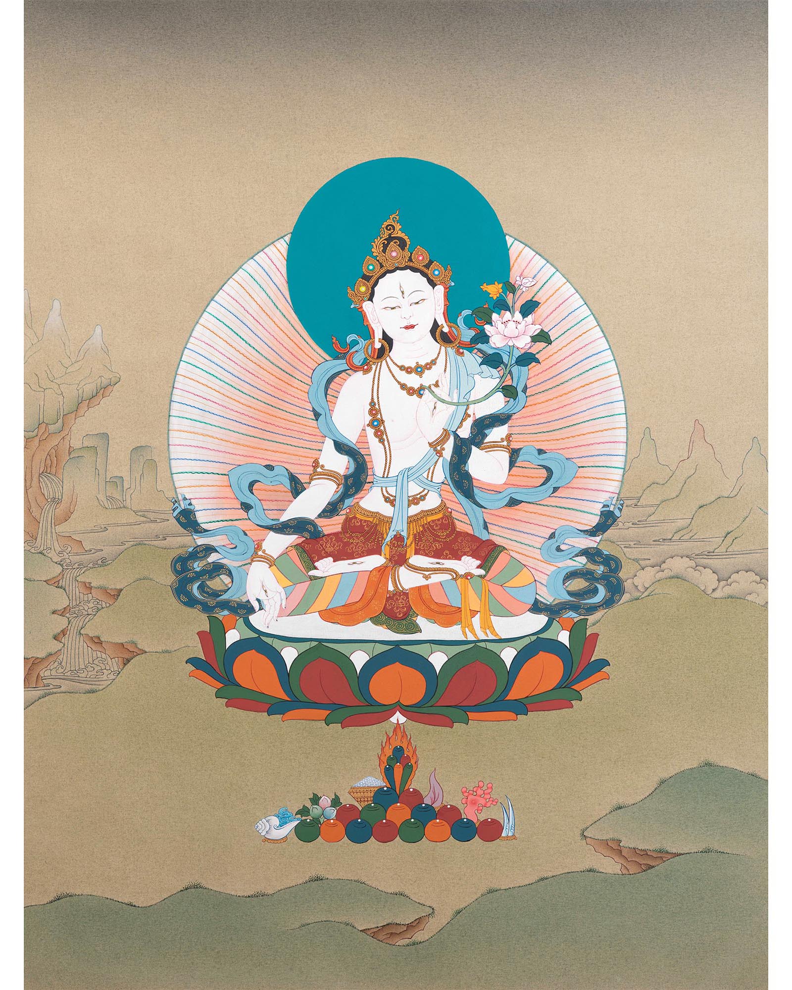 White Tara Thangka in Karma Gadri Tradition